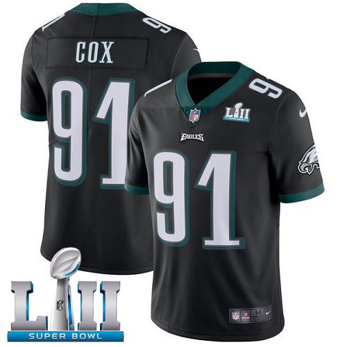 Men Philadelphia Eagles #91 Cox Black Limited 2018 Super Bowl NFL Jerseys